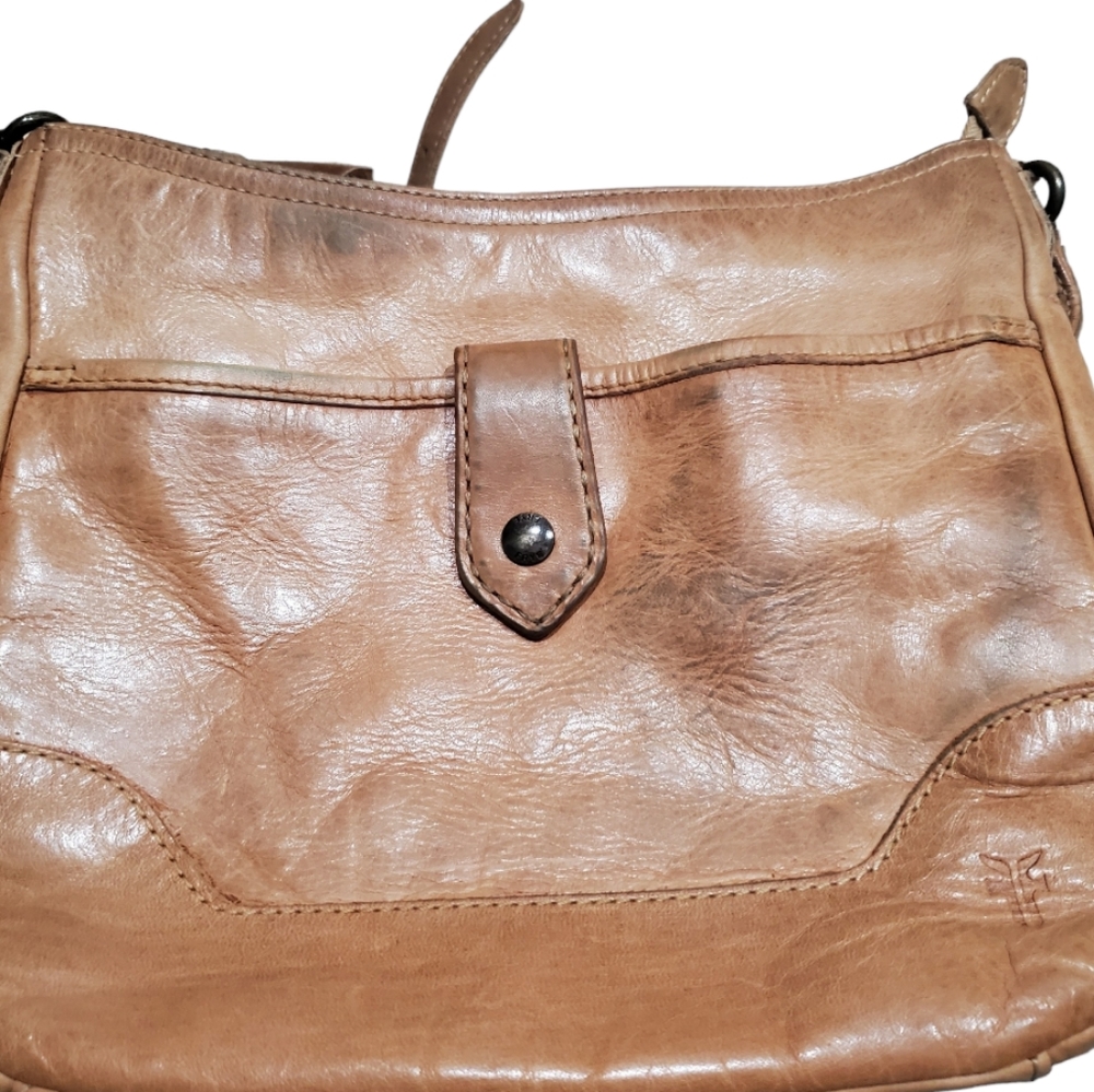 Frye Melissa Leather Bag Rustic Boho Distressed Western Everyday Purse Congac - Picture 6 of 14